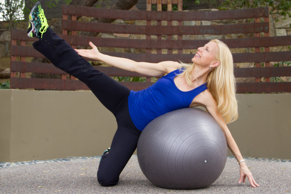 stability ball side leg lift