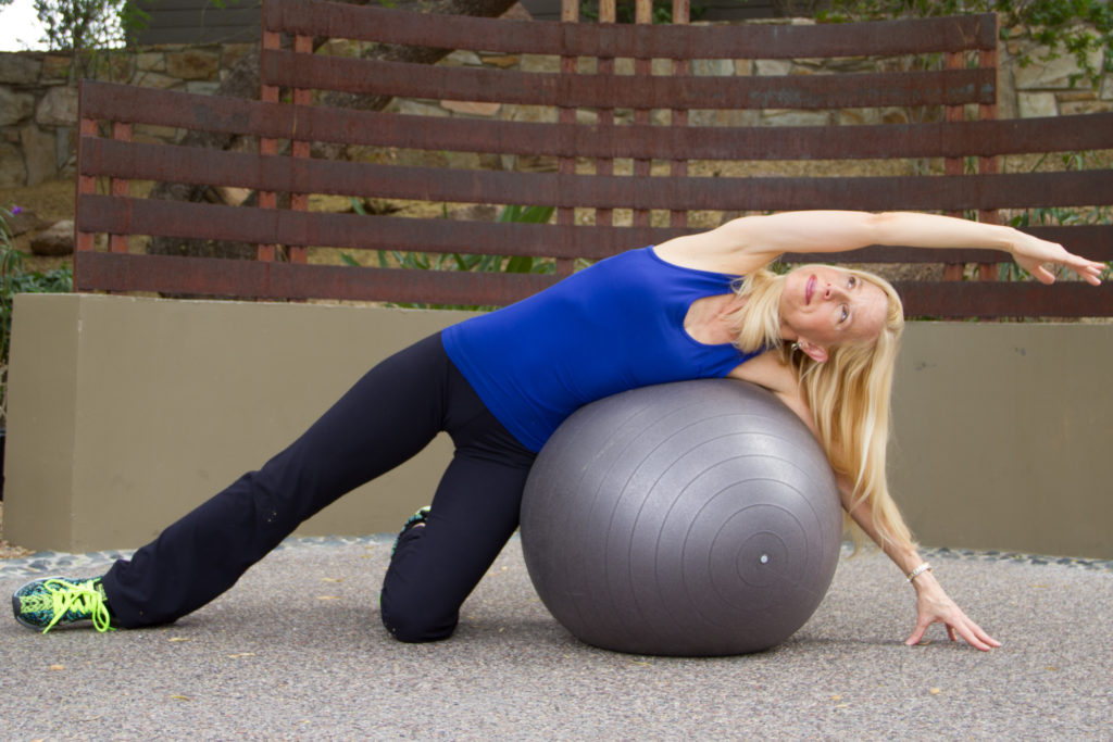 stability ball side stretch
