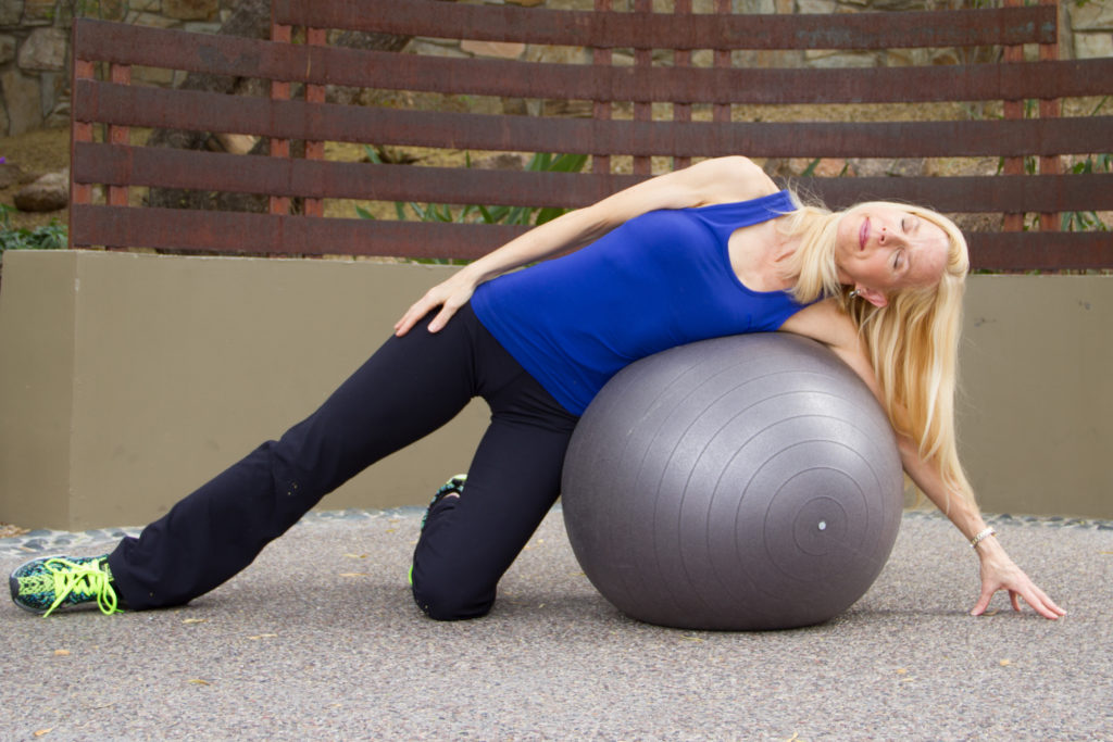 stability ball side stretch