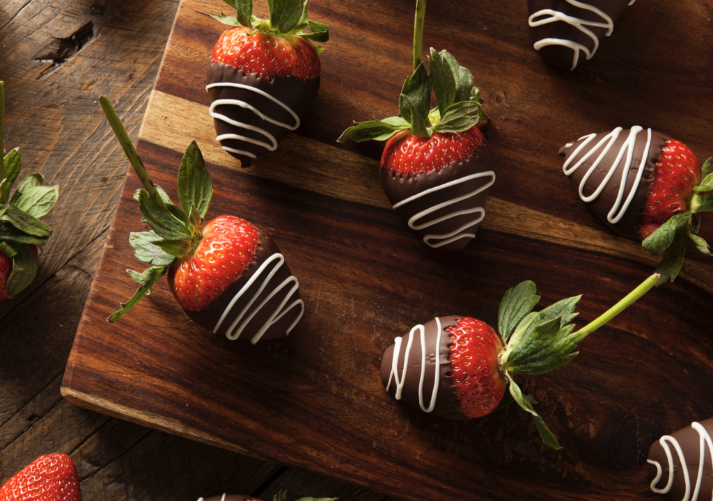 Chocolate flavored strawberries